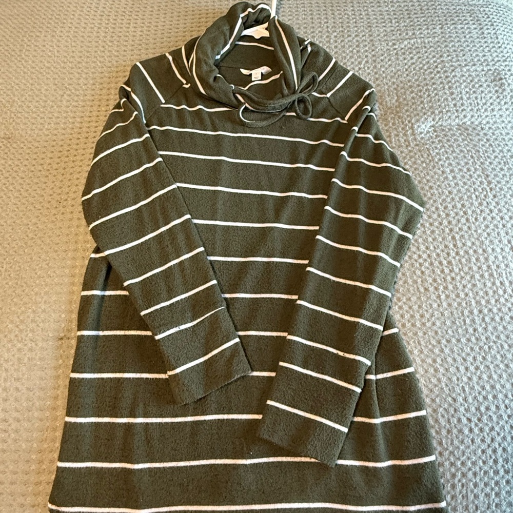 Market & Spruce Green and White Striped Blouse